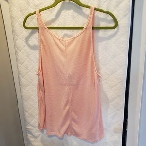 High neck/low back pink tank